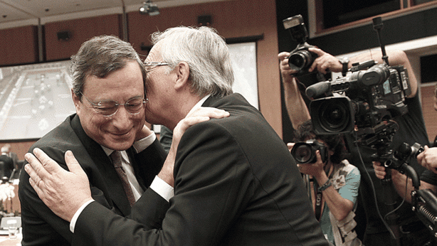 Crisi Europa, incontro euro-burocrati Draghi e Juncker. Intanto l’economia Ue sprofonda
