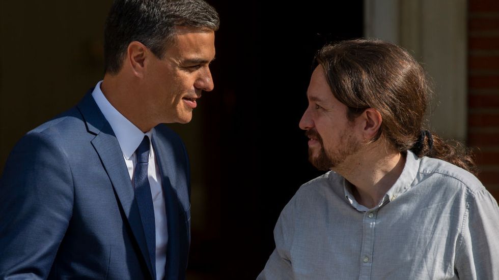 Spanish Prime Minister Pedro Sanchez Meets Pablo Iglesias At Moncloa Palace