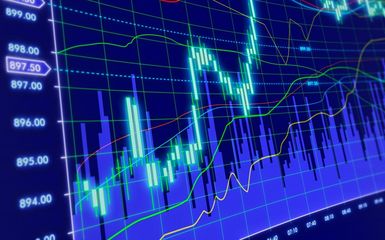 3d blue background with stock diagram