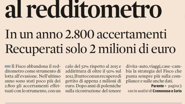 Fisco: il fallimento del “redditometro”