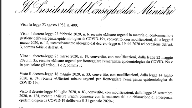 Ecco il nuovo DPCM