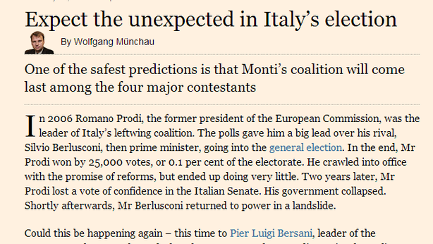 Elezioni, Ft: “spettro governo Prodi, la destra sorprenderà”