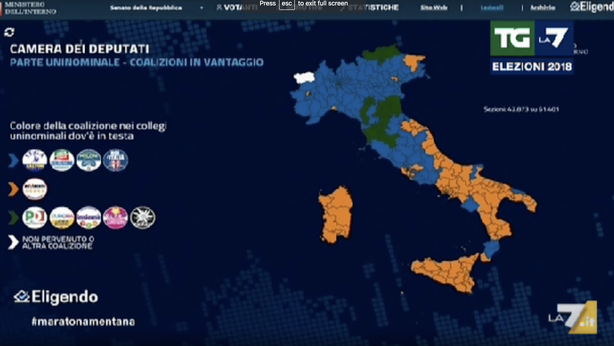 Come cambia l’Italia, M5S fa en plein al sud, centro destra al Nord