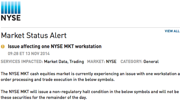Alert: guasto alla Borsa Usa